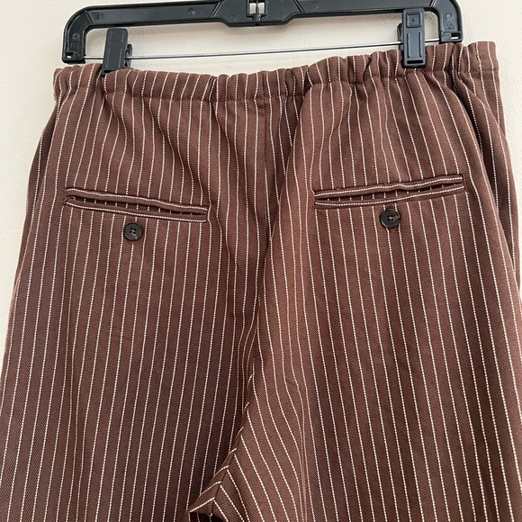 Free People Chocolate Striped Tyler Menswear tailored wide leg Trousers - Picture 14 of 15